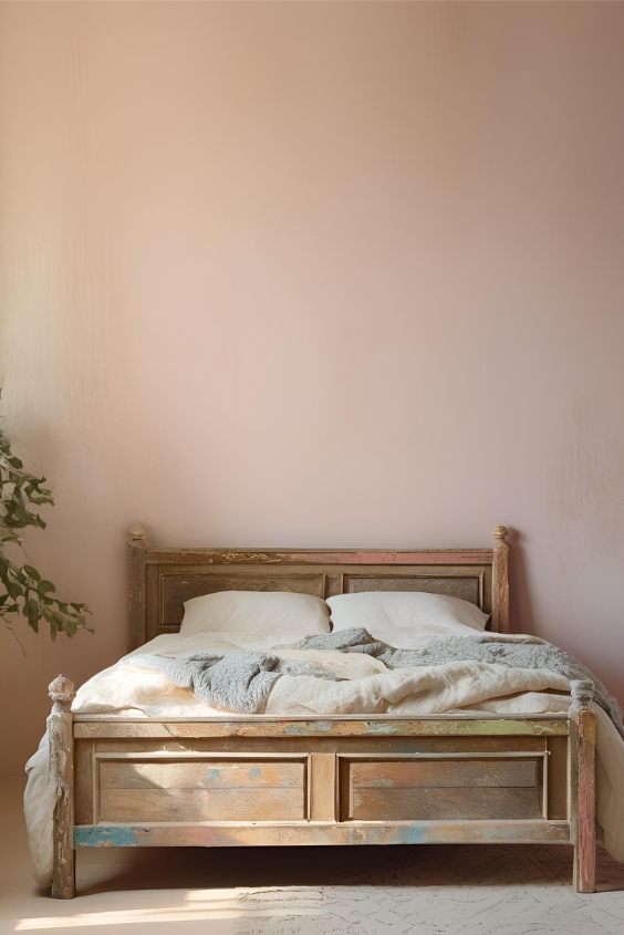 Distressed Wooden Bed Frame